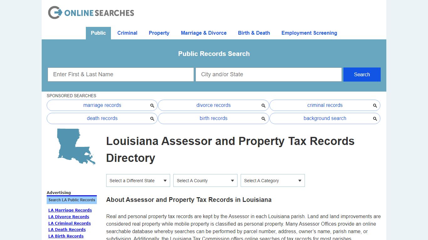 Louisiana Assessor and Property Tax Records Directory